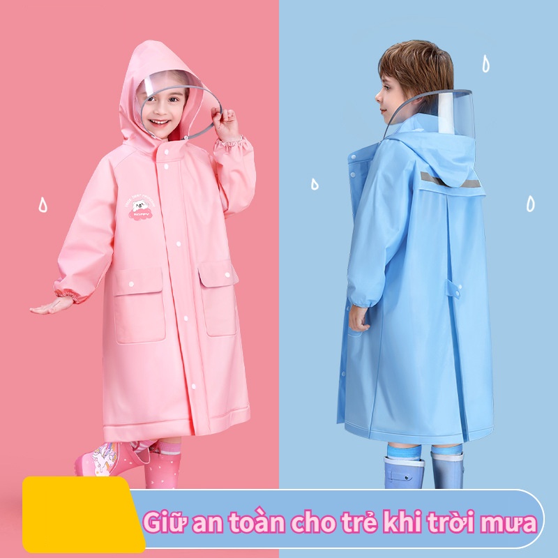 Áo Mưa Toàn Thân Chống Thấm Nước Tốt Phù Hợp Với Trẻ Em Đi Học (Cao 95-165cm)