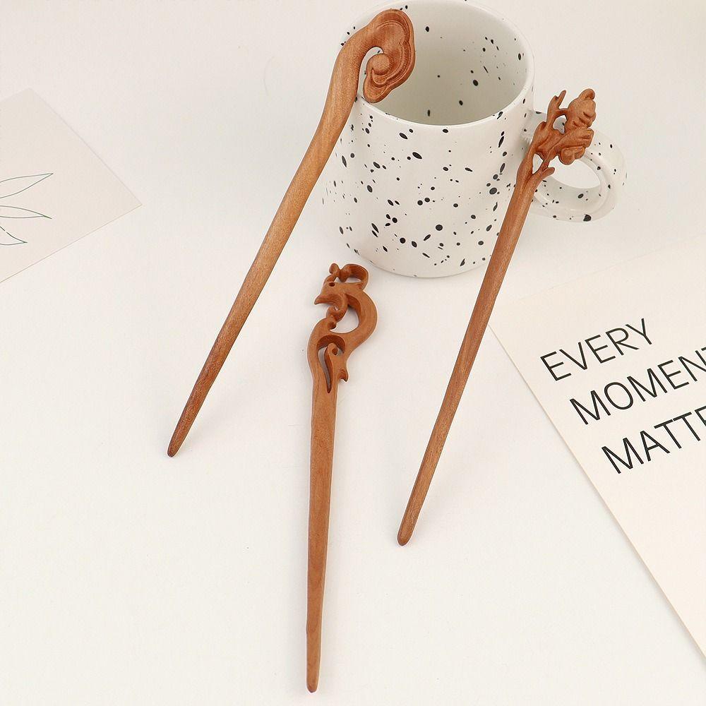 Trâm Cài Tóc Bằng Gỗ Hình Hoa / Bướm / Đám Mây Phong Cách Trung Hoa Cổ Điển Thời Trang