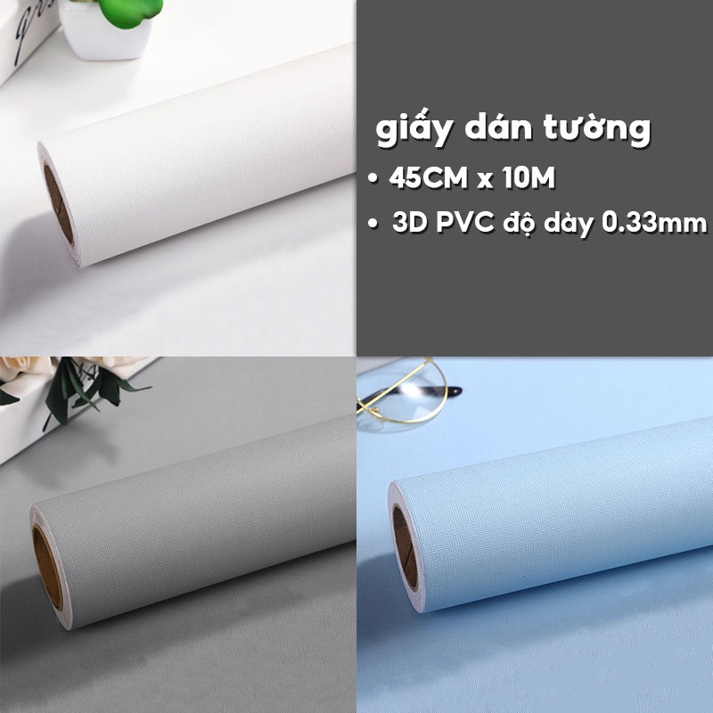 Giấy dán tường một màu Decal Dán Tường Màu 10m Trơn có Keo Sẵn Thời Thượng Trơn Nhám nhiều màu keo sẵn chống nước tốt