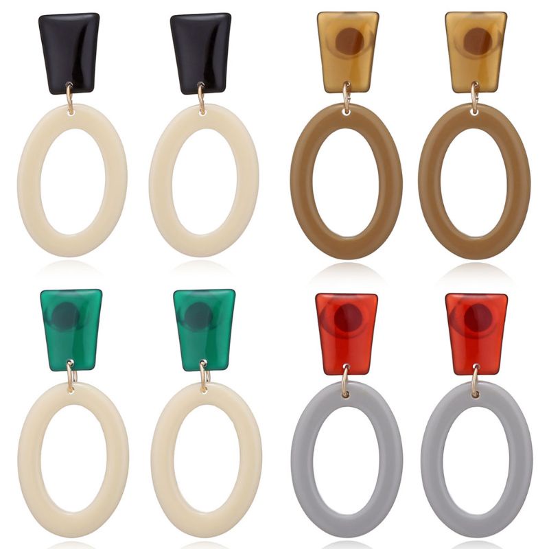 Bông Tai Hình Oval Bằng Acrylic Thời Trang Cho Nữ