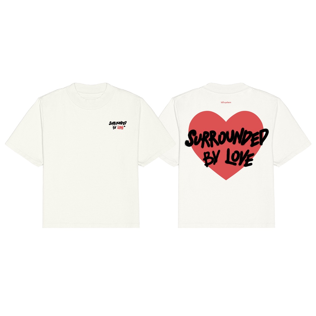 Áo thun Killsystem form rộng màu kem Feeling Love oversize nam nữ t-shirt