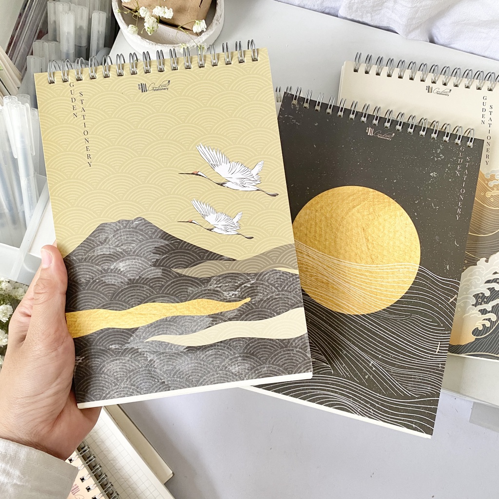 Sổ tay vẽ chì, Sketchbook cỡ A5 sóng Nhật_Guden Stationery