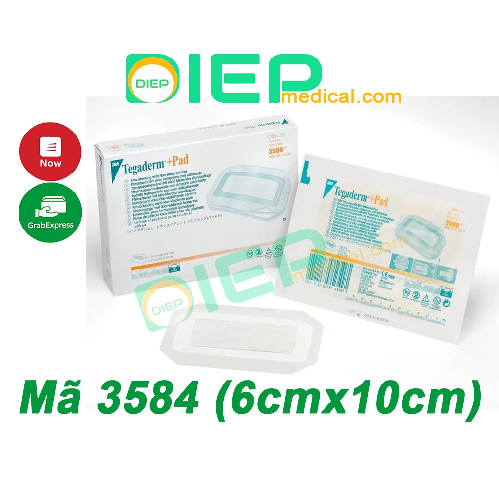 ✅ 3M TEGADERM + PAD 1 MIẾNG 3584 (6cmx10cm) - Băng Film y tế trong suốt CÓ GẠC vô khuẩn, chống thấm nước Tegaderm+pad