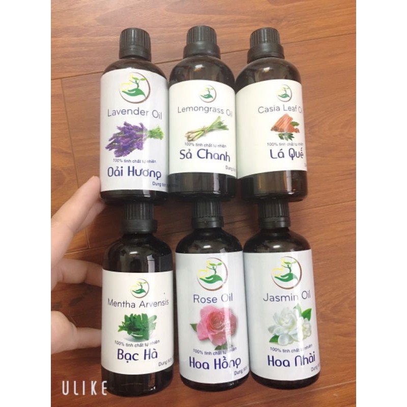 100ML Tinh dầu SPA - HOTEL nguyên chất : Sả chanh , quế, bạc hà, hoa hồng - Tặng vỏ lọ treo xe
