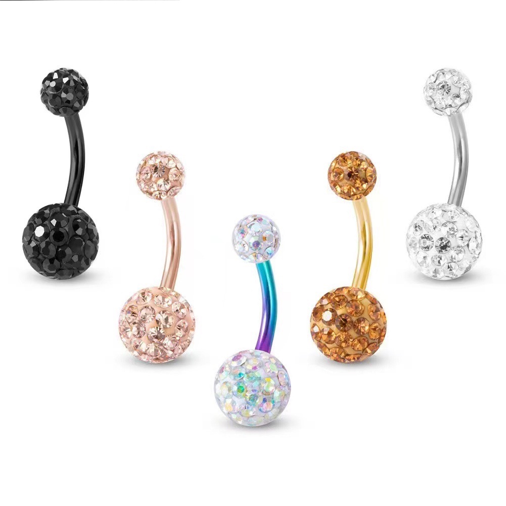 Khuyên Xỏ Lông Mày Đính Đá Zircon Bằng Thép Không Gỉ Thời Trang