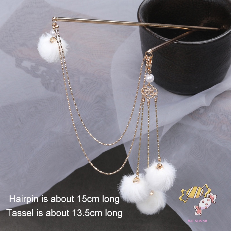 YADORNOS Trâm Cài Tóc Dạng Chuỗi Xích Kép Đính Ngọc Trai Bằng Hợp Kim Phong Cách Trung Hoa Cho Nữ