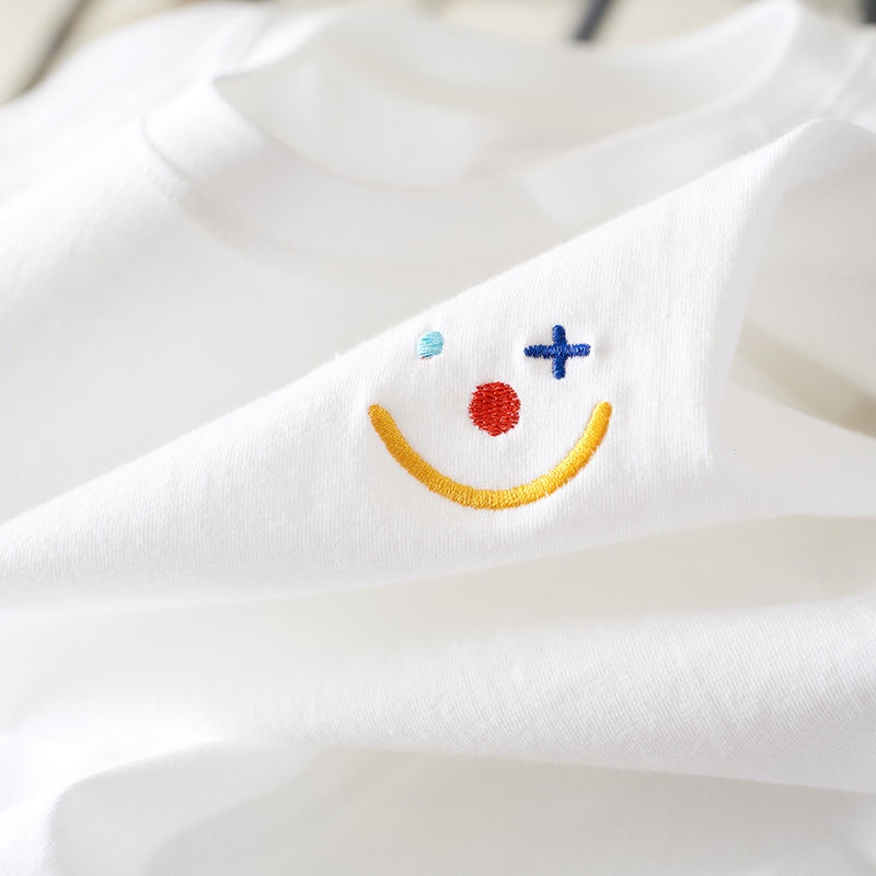 Áo Thun Cotton Tay Ngắn Dáng Rộng Thêu Họa Tiết Thời Trang Mùa Hè 2022