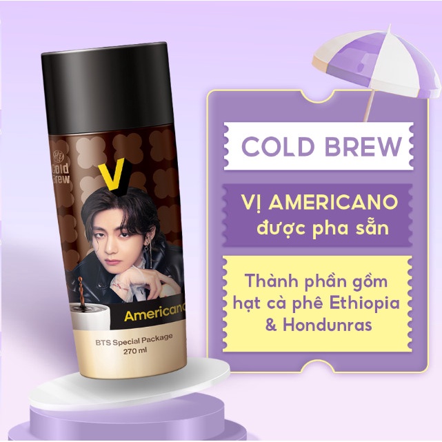 Cà phê Cold Brew BTS Hy Healthy & Beauty vị Americano Chai 270ml