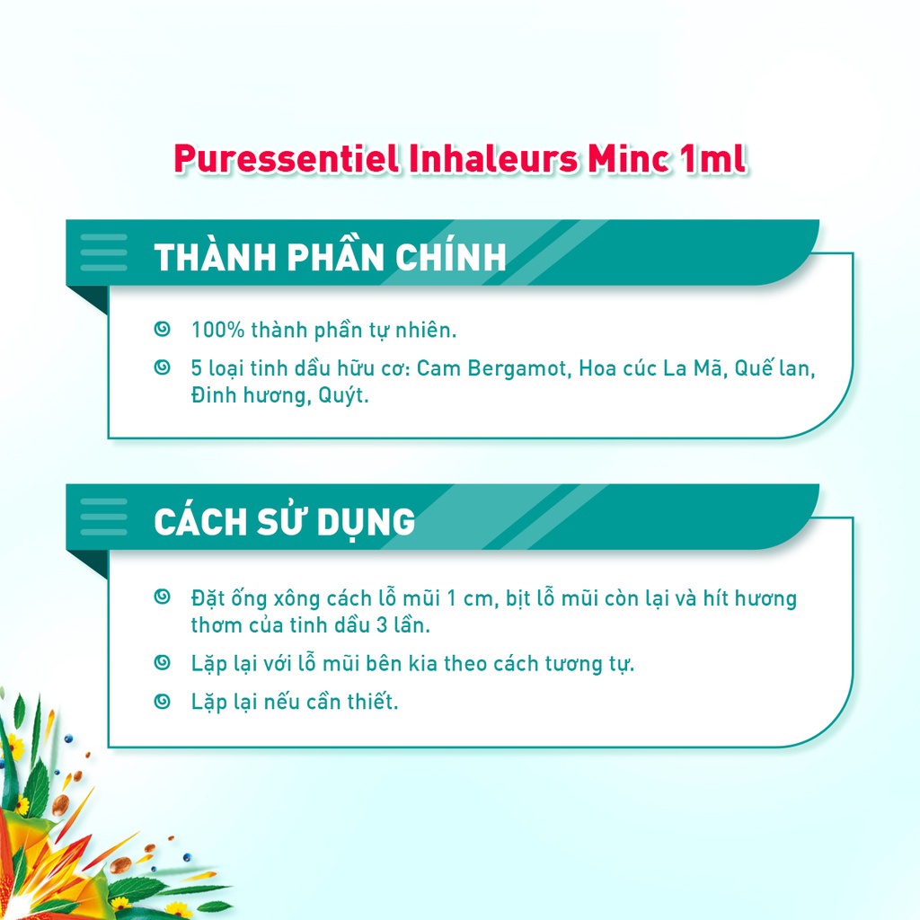 [GIFT] Ống Hít Giảm Cảm Giác Thèm Ăn Hỗ Trợ Giảm Cân Puressentiel Inhaleurs Minc 1ml