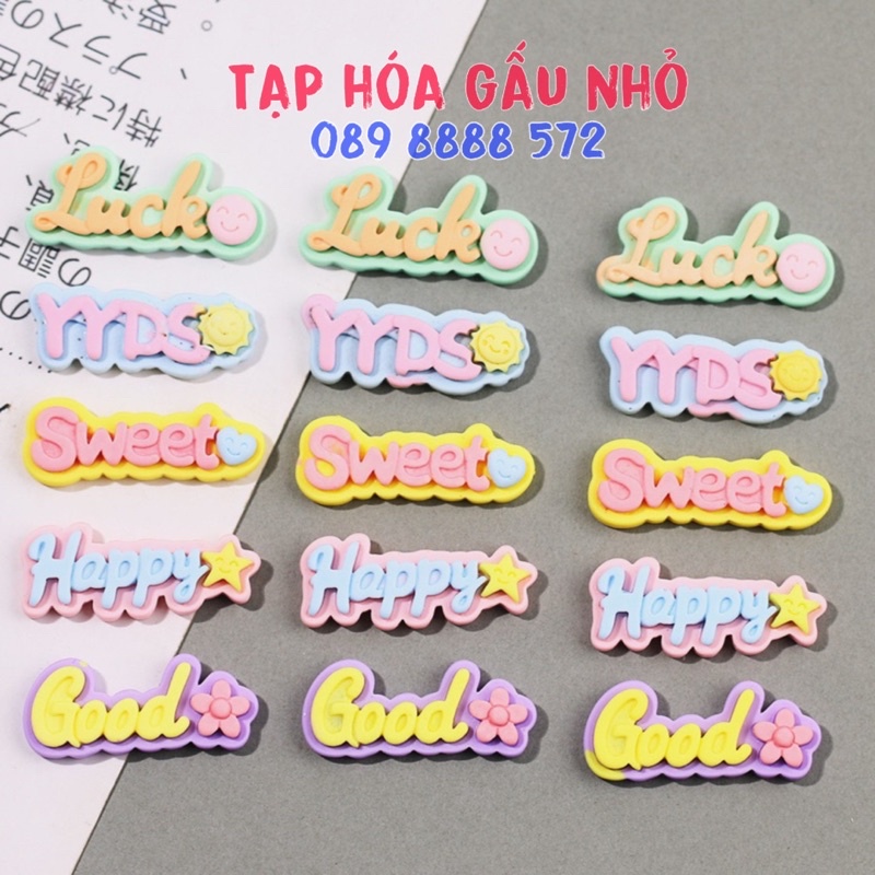 TÚI 5 CHARM/STICKER chữ mẫu mã đẹp dùng làm slime, dán ốp, pod,.