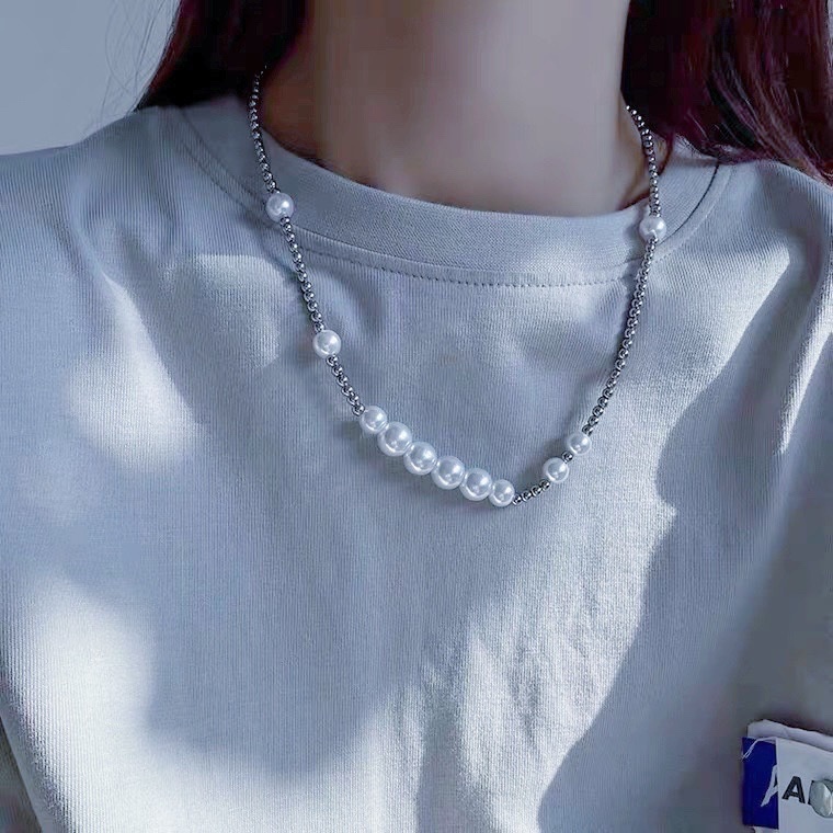 Vòng cổ Ngọc Trai Sang Trọng Phong Cách Hip hop Cho Nam Và Nữ