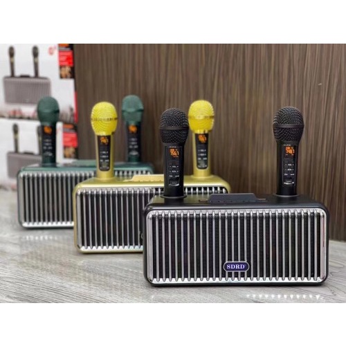 Loa karaoke bluetooth SD319 - Loa mắt cú nâng cấp - Phiên bản cao cấp - Tặng kèm 2 micro không dây có màn hình LCD