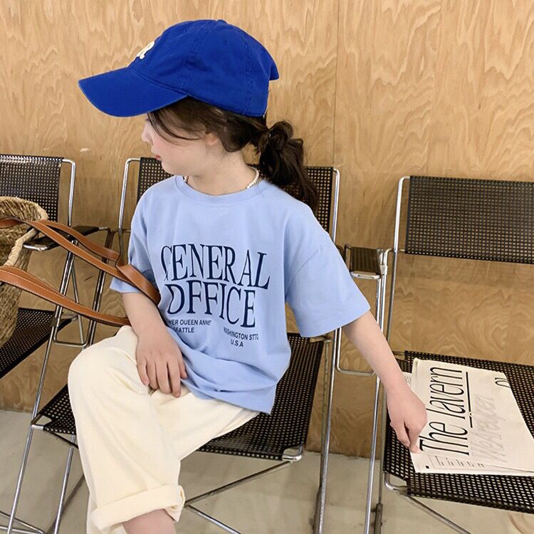 MNGRL Áo thun MNGRL cotton mềm mại mát mẻ in họa tiết chữ cái phong cách Hàn Quốc thời trang mùa hè đáng yêu dành cho bé gái