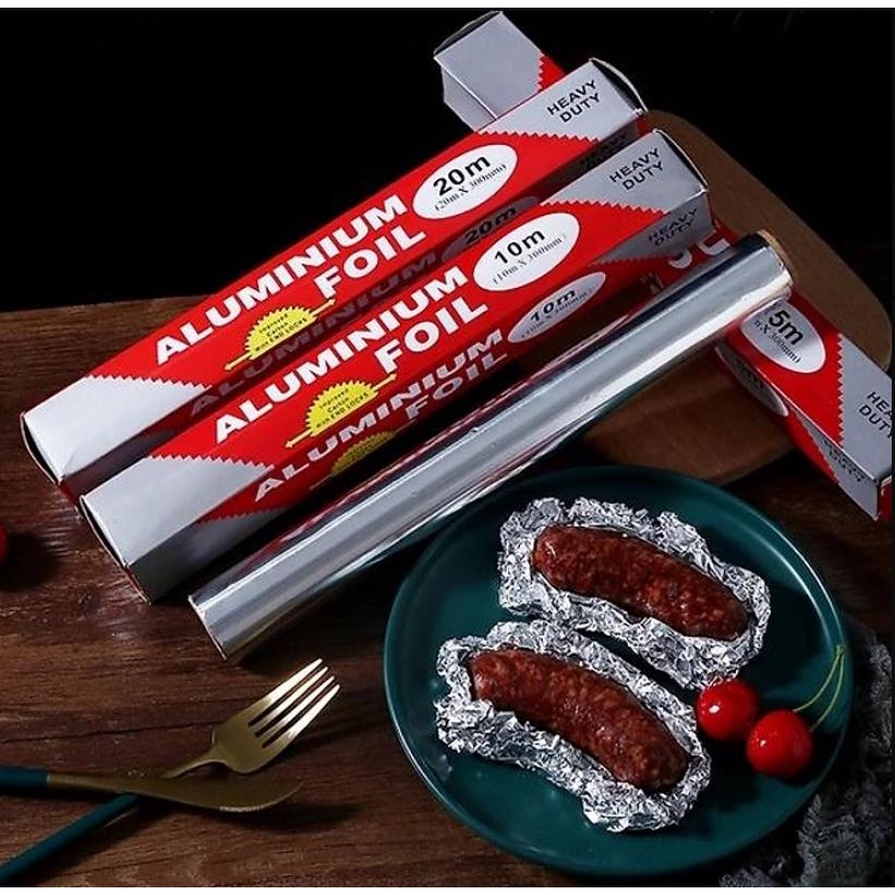 Cuộn Giấy Bạc Bọc Thực Phẩm (Dài 5m) - Giấy Nướng Aluminium Cao Cấp Dày Dùng Cho Lò Nướng Và Nồi Chiên Không Dầu