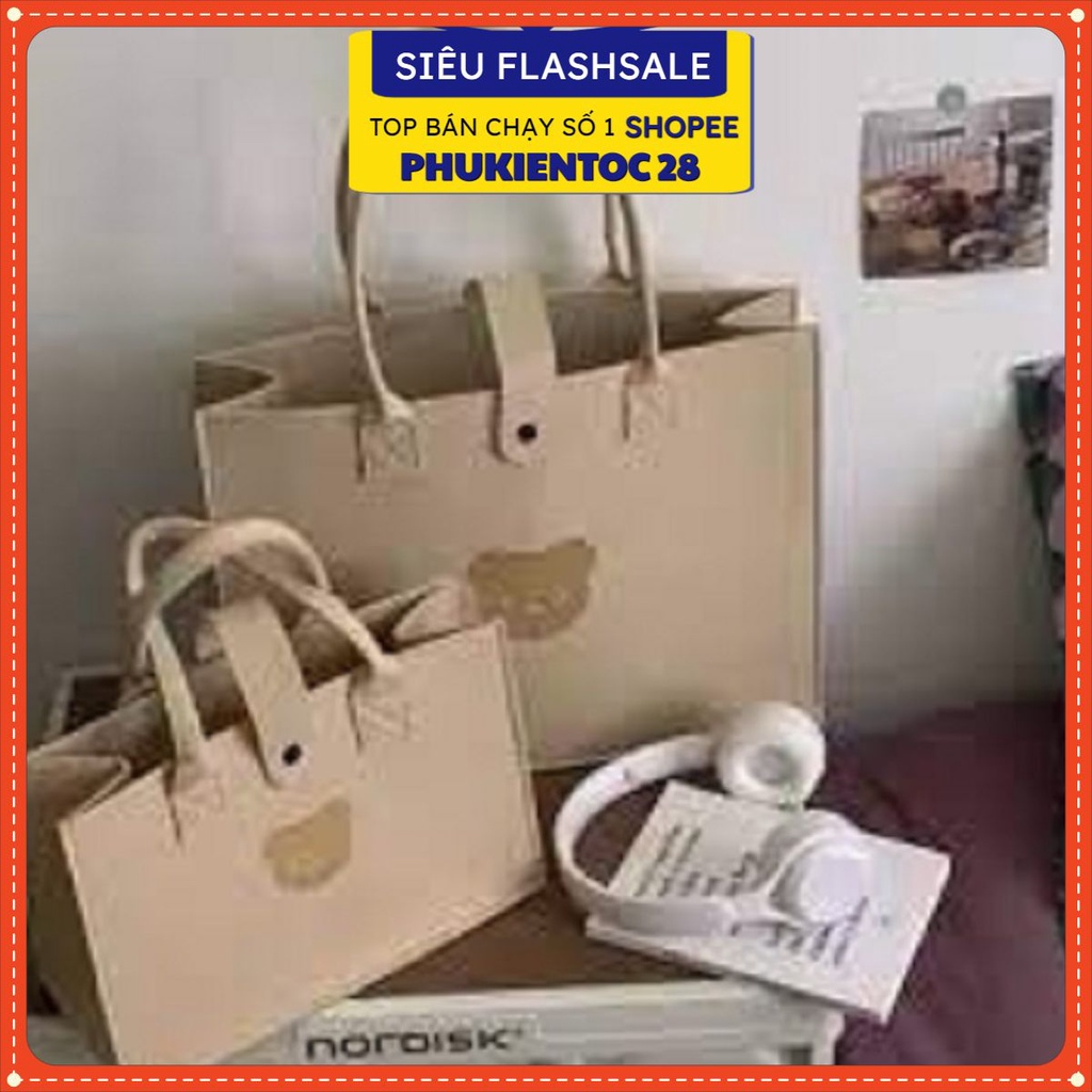 Túi Xách Thời Trang 🌺PHUKIENTOC28🌺 Túi Xách Bằng Vải Nỉ Cỡ Lớn Có Tay Cầm in Hình Gấu Dễ Thương Dành Cho Nữ