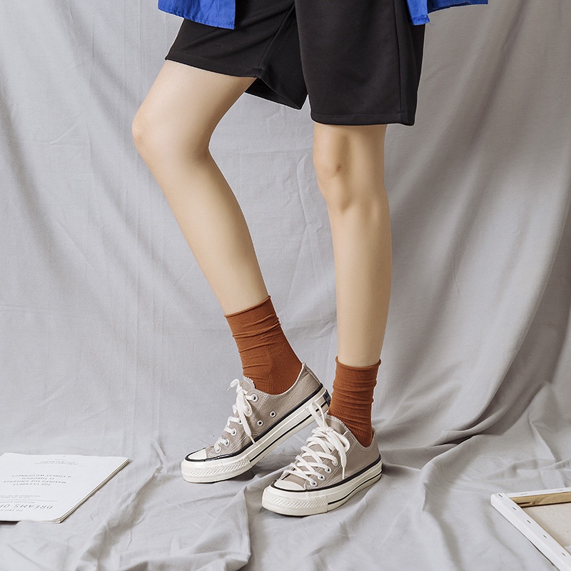 Vớ Cotton Mỏng Màu Trơn Thoáng Khí Thoải Mái Thời Trang Cho Nữ