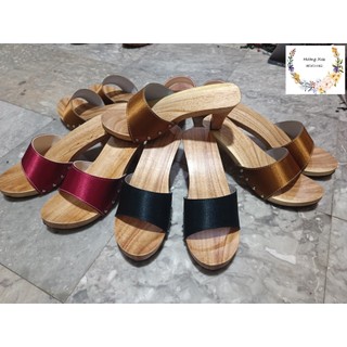 Guốc gỗ guốc mộc cao 7 phân đế vuông
