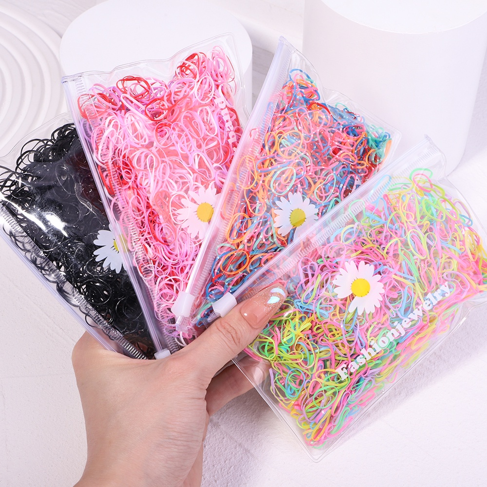 Set 1000 / 2000 Thun Cột Tóc Nhiều Màu Sắc Cho Bé Gái