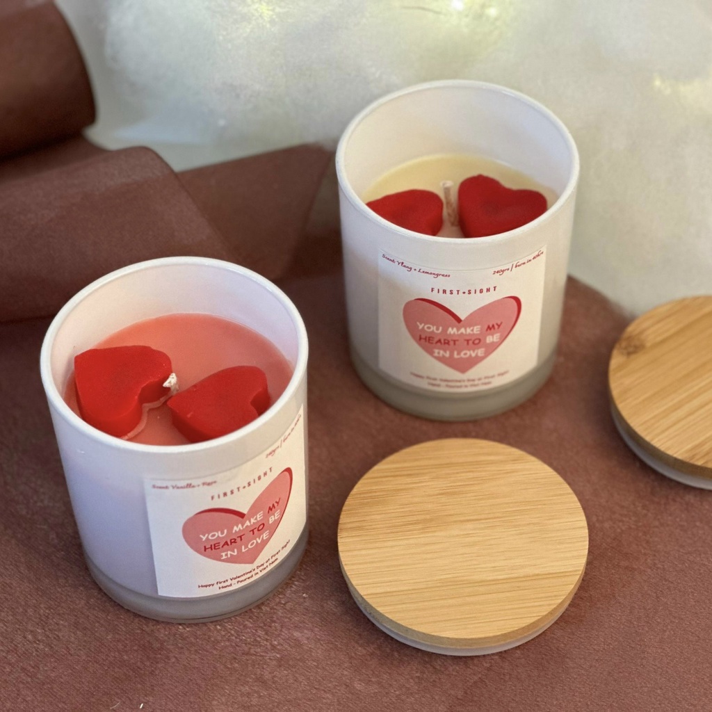 Nến Thơm Valentine Cao Cấp BST Valentine Lover 02 Hũ 320GR Nắp Gỗ First Sight