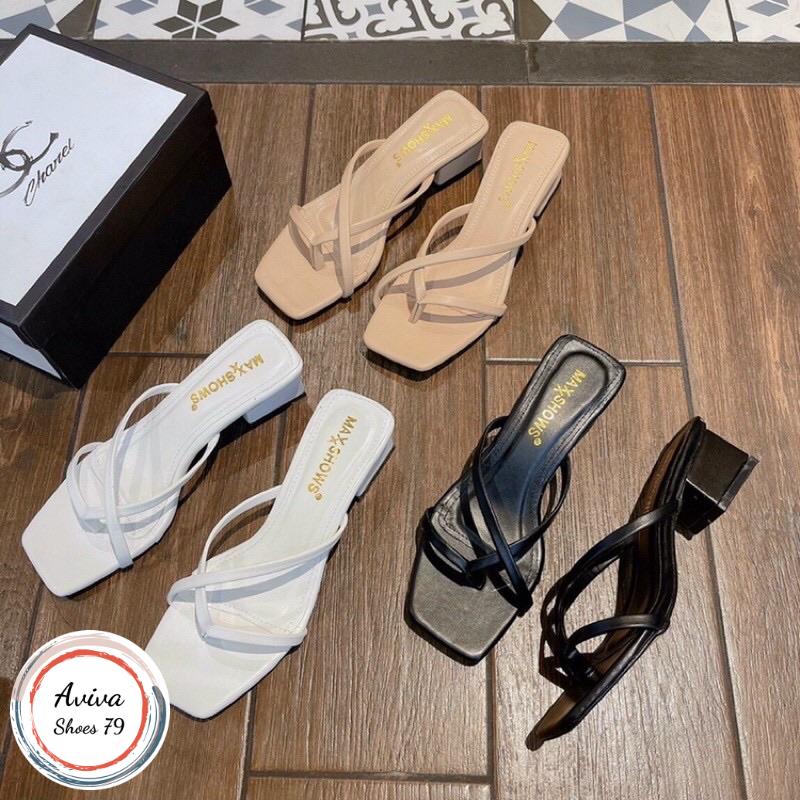 Giày gót Chéo 3cm da mờ gót vuông xinh xắn bền đẹp hót quanh năm.