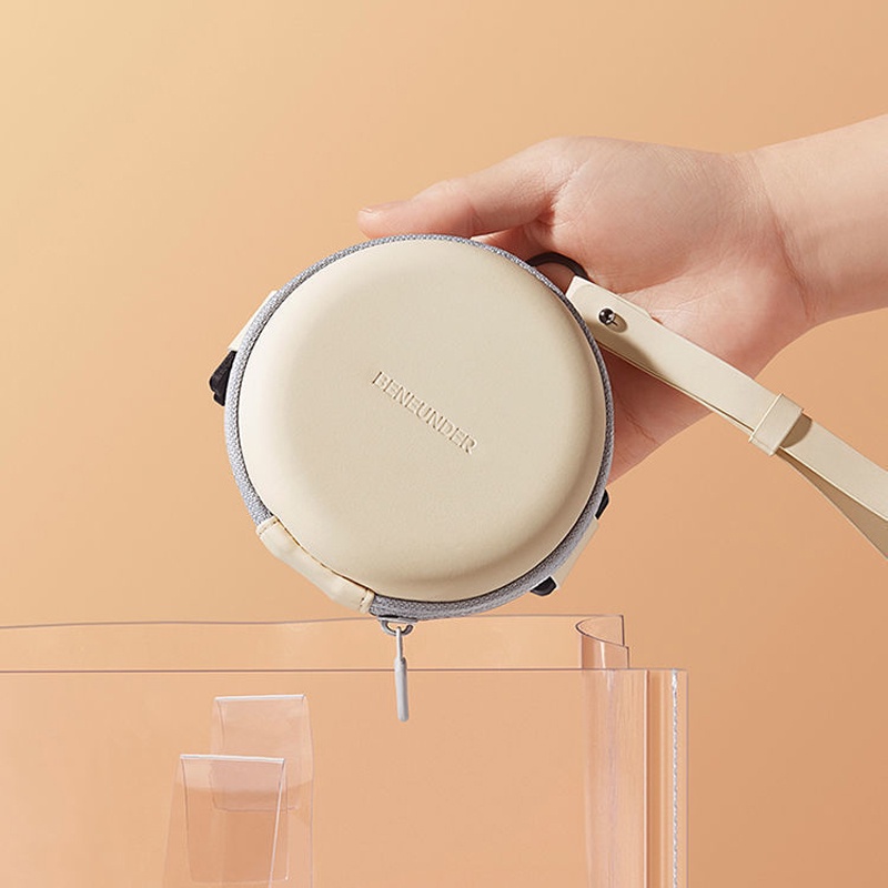 Hộp Đựng Mắt Kính Hình Tròn Bằng Da Có Khóa Kéo Chống Bụi Thời Trang