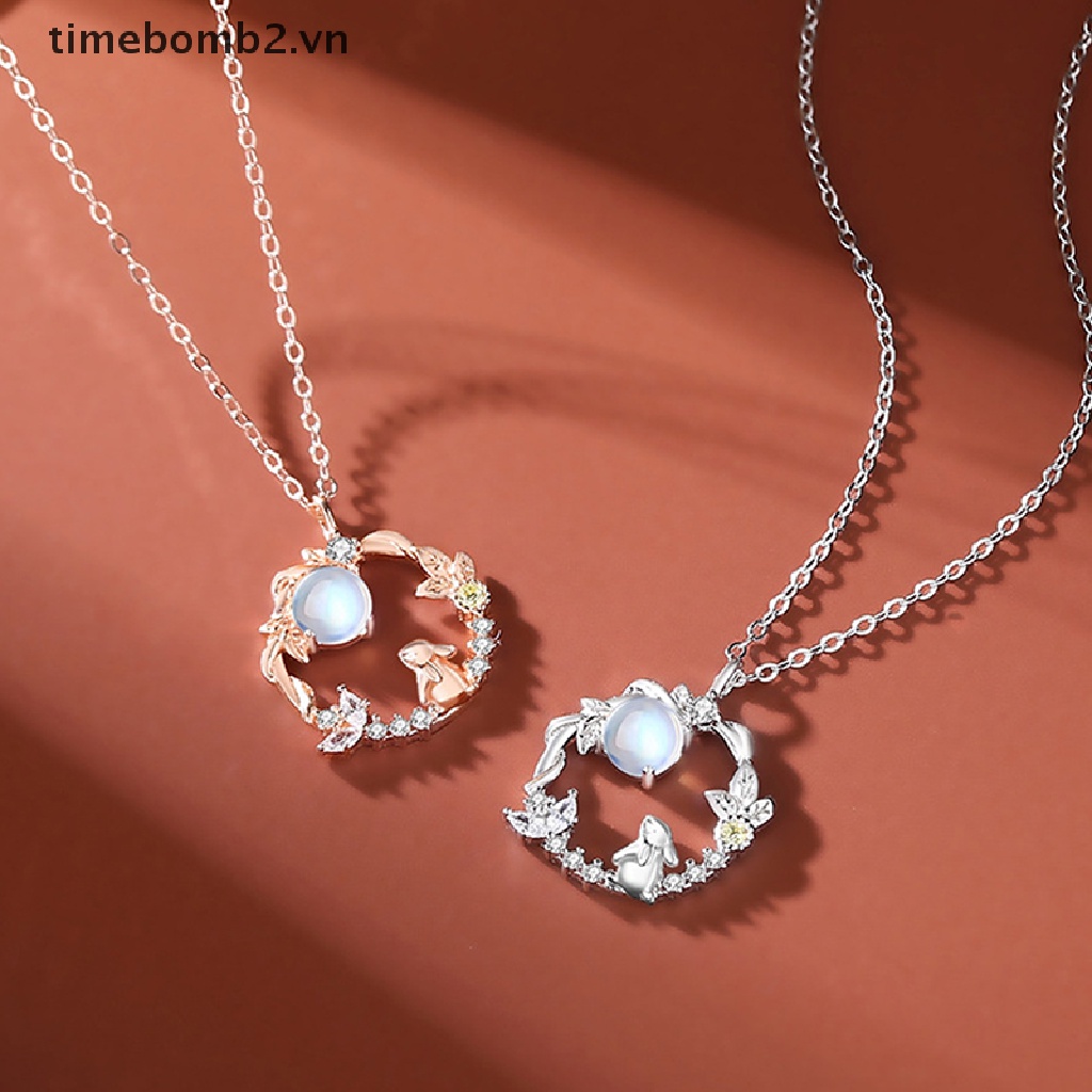 {Mới} Vòng cổ Mặt Hình Thỏ Dễ Thương Thiết Kế Niche Phong Cách Trung Hoa Cổ Điển Đính Đá Mặt Trăng Trang Trí Xương Cá