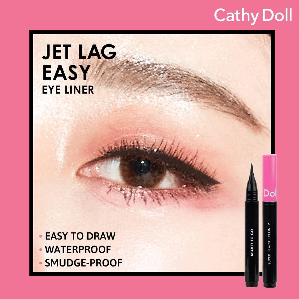 Bút Kẻ Mắt Cathy Doll Beauty To Go Jet Lag Easy Eye Liner Màu Dạ Đen Đậm, Sắc Nét Mini 0.4ml