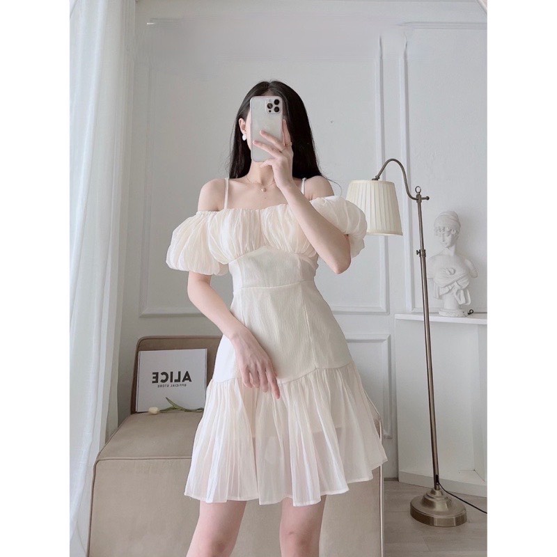 Đầm trắng baby dáng xòe, váy tiểu thư kiểu dáng vintage hàn quốc minstore365 | BigBuy360 - bigbuy360.vn