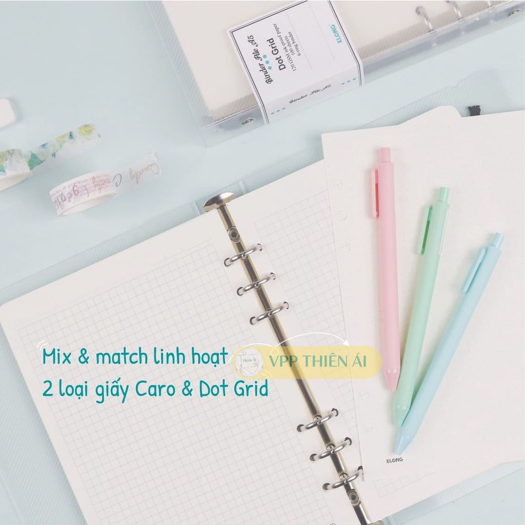 Sổ còng sắt A5 caro 200tr Klong 120/76 MS 994, 993, 996, 998 bìa trắng trong - VPP Giá sỉ