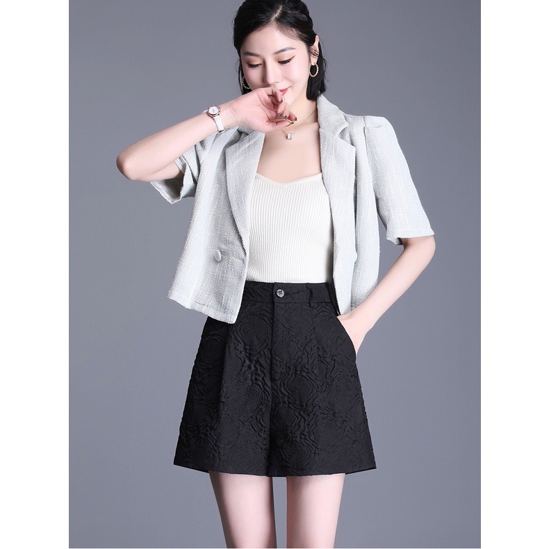 Quần Short Nữ Chất Gấm Tapta Bông Hồng cao Cấp