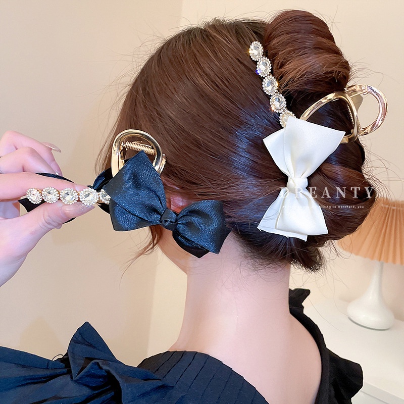 Kẹp Tóc Hình Nơ Đính Kim Cương Giả Phong Cách Hàn Quốc Dễ Phối Đồ