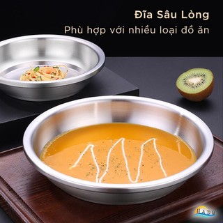 Đĩa inox 304 tròn kiểu hàn quốc sâu lòng cao cấp 18cm 20cm 22cm 24cm 26cm 28cm ssgp