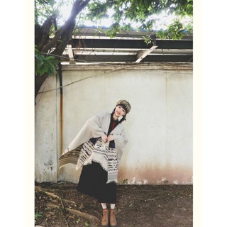Cardigan len dáng choàng tông xám mặc được 2 mặt - MS027 (Có ảnh thật)