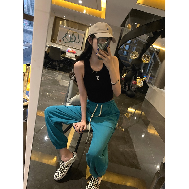 Áo Dây Nữ Không Tay In Chữ Phong Cách Hàn Quốc