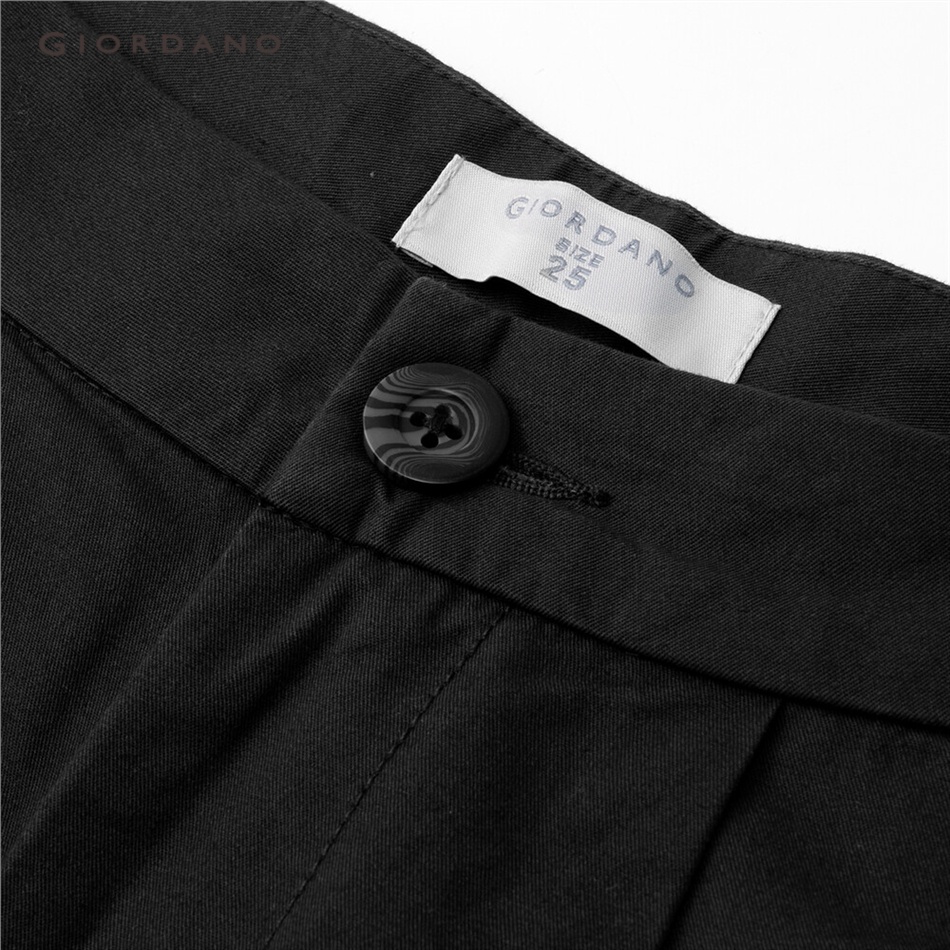 Quần GIORDANO 13423221 cotton nhẹ lưng cao vừa màu trơn dành cho nữ