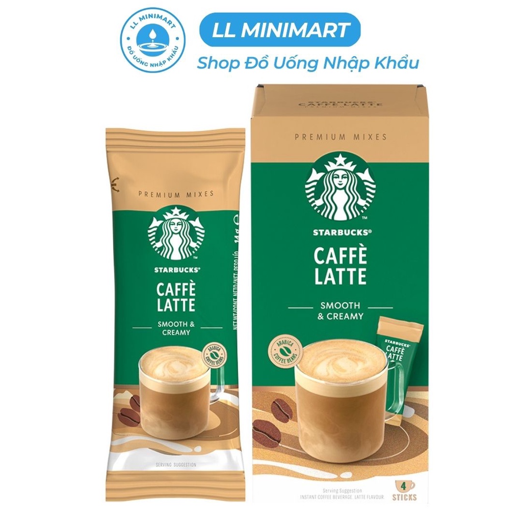 COMBO 2 Hộp Cà Phê Hòa Tan Starbucks Latte Hộp 4 Gói x 22G