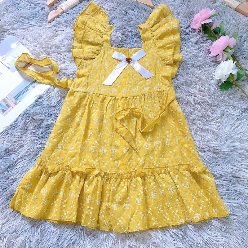 váy cánh tiên thông hơi cho bé gái 12-22kg, váy 2 dây bèo nhún cho bé gái, váy đũi cho bé gái