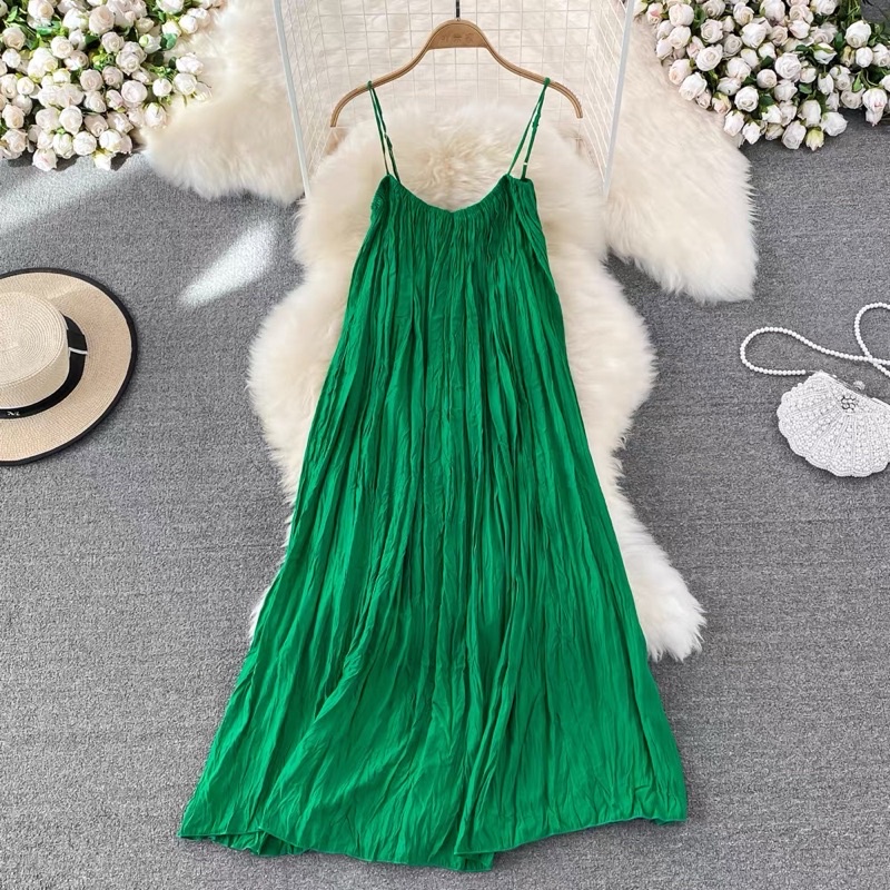 Đầm maxi hai dây xanh