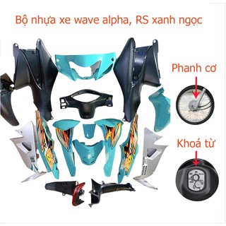 Bộ nhựa dàn áo màu xanh candy gắn xe wave rs - wave alpha - wave s100, nhựa abs nguyên sinh -spb-8598