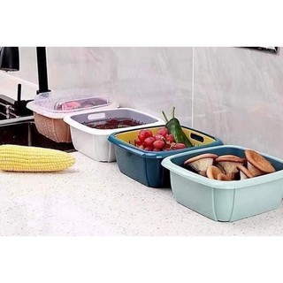 Bộ rổ nhựa kèm chậu có nắp đậy đậy 3in1