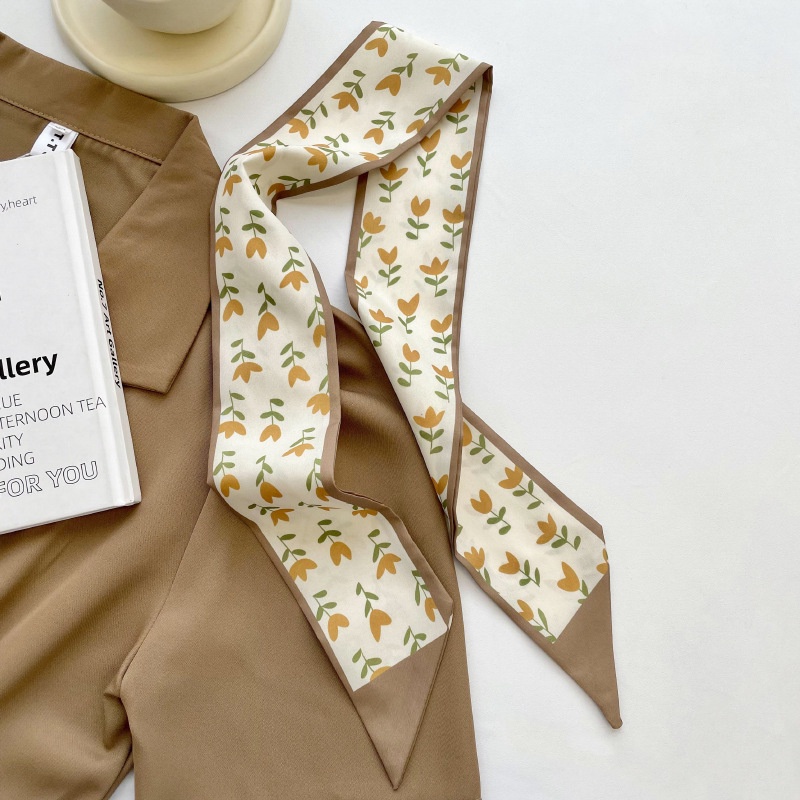 Khăn Quàng Cổ Dài Bằng Lụa Cỡ Nhỏ In Họa Tiết Màu Sắc Nude Phong Cách Hàn Quốc Thời Trang Cho Nữ
