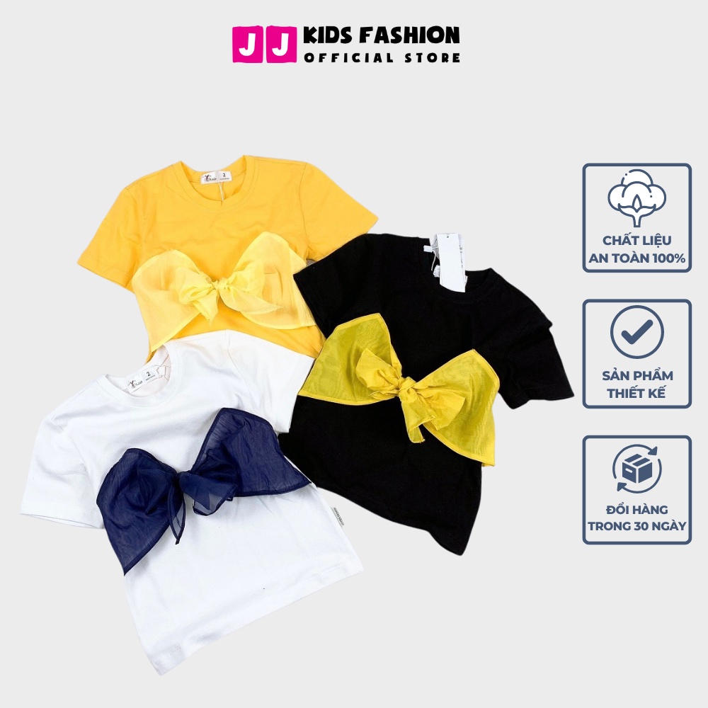 Áo thun cho bé gái cao cấp phối nơ dễ thương - JJ Kids