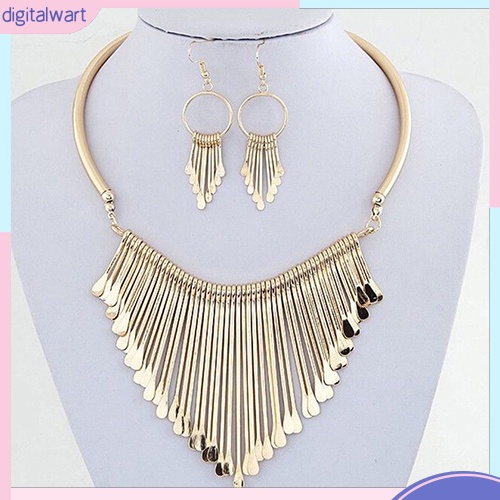 Bộ Trang Sức Gồm Dây Chuyền / Bông Tai / Vòng Cổ Tua Rua Thời Trang Cho Nữ