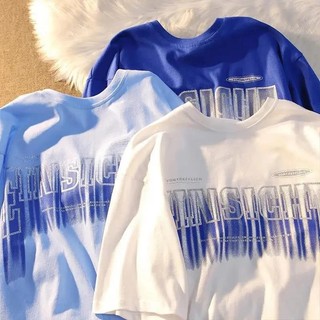 Áo Thun Tay Ngắn Dáng Rộng In Chữ Đơn Giản Phong Cách Hip hop Đường Phố Mỹ Thời Trang Mùa Hè Mới Cho Nam Và Nữ