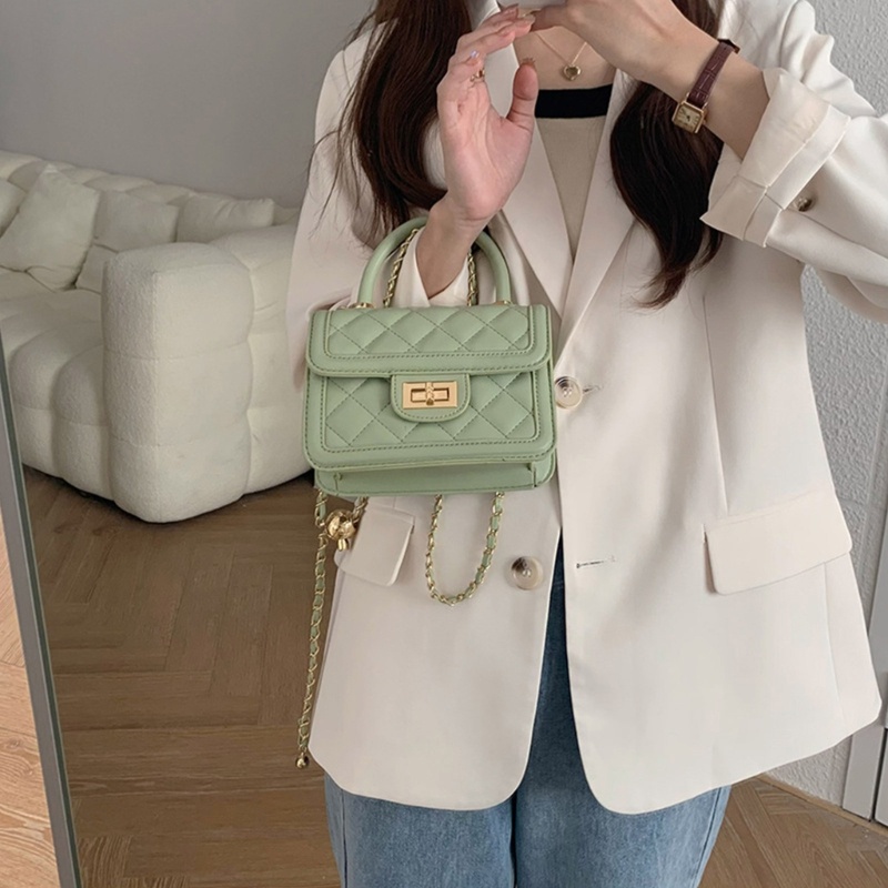 Túi Da PU Đeo Chéo Họa Tiết Lưới Thời Trang Dành Cho Nữ