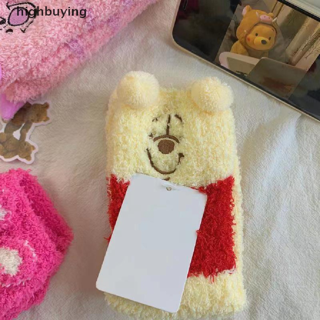 Hbvn Belle Mới Vớ Lông Cừu San Hô Dày Dặn Họa Tiết Hoạt Hình Winnie Tigger Dâu Tây Hổ Hoạt Hình Disney Cho Nữ