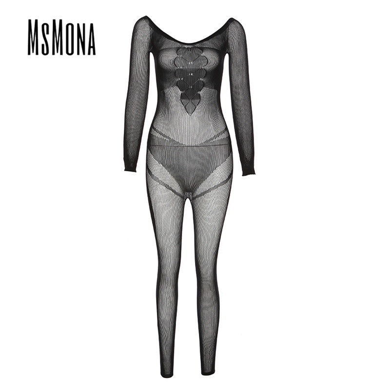 MsMona Jumpsuit Trễ Vai Tay Dài Màu Trơn Thời Trang 2023 Quyến Rũ Cho Nữ