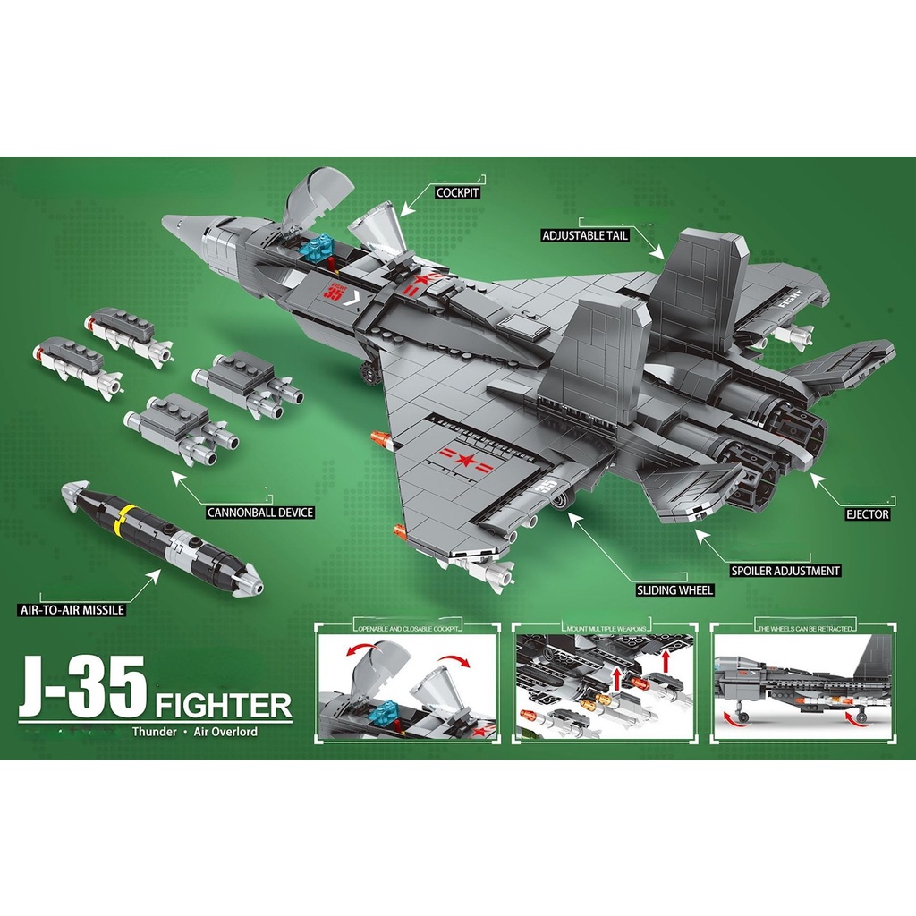 Set 1165 Mô Hình Máy Bay Chiến Đấu MOC WW2 J35 FC31 Tự Lắp Ráp Độc Đáo Mới