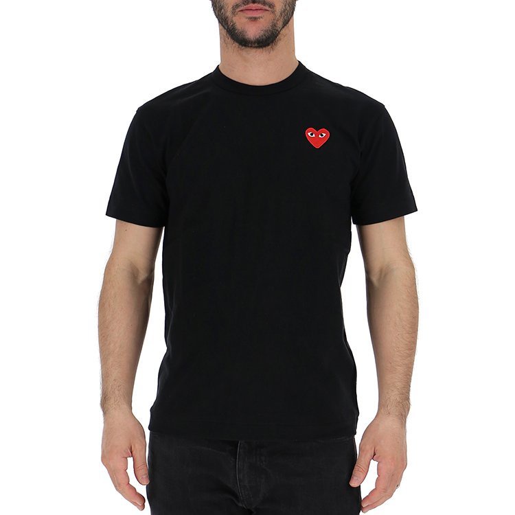 Play COMME DES GARCONS REI KAWAKUBO CDG Áo Thun Tay Ngắn In Hình Trái Tim Thời Trang Cho Cặp Đôi