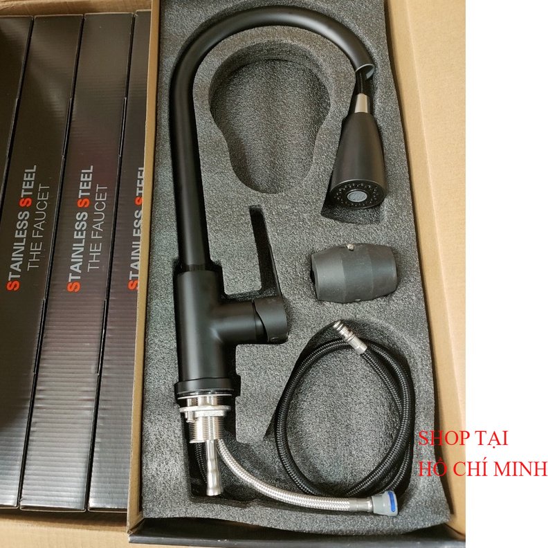 Vòi Rửa Chén Bát Nóng Lạnh INOX 304 phủ NANO Quay 360 độ Vòi Rút NANO